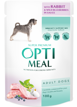 Optimeal Adult Dog с кроликом и черникой в соусе
