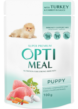 Optimeal Puppy с индейкой и морквой в соусе