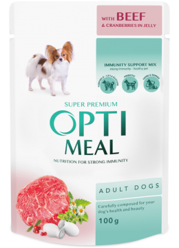 Optimeal Adult Dog с говядиной и клюквой в желе