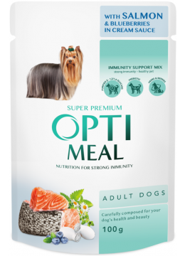 Optimeal Adult Dog с лососем и голубикой в крем соусе