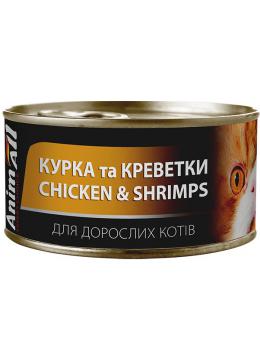 Animall консерва для кошек с курицей и креветками