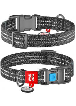 Collar Waudog Re-Cotton с qr паспортом серый