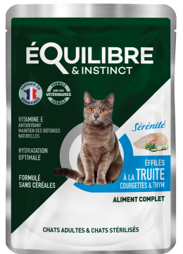 Equilibre & Instinct Шматочки в соусі для дорослих і стерилізованих котів із фореллю, кабачком і чебрецем