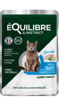 Equilibre & Instinct Шматочки в соусі для дорослих і стерилізованих котів із фореллю, кабачком і чебрецем