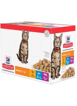 Hill's SP Adult Feline Мультипак курка / риба / яловичина в соусі