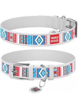 Collar WauDog Design Етно qr паспортом белый