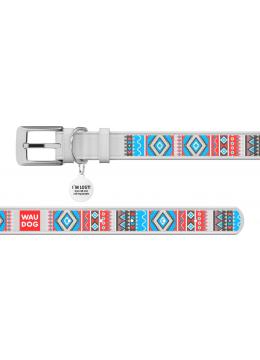 Collar WauDog Design Етно qr паспортом белый