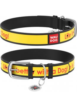 Collar WauDog Design Life is Better с qr паспортом чорный