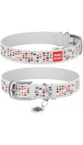 Collar WauDog Design Веселые точки с qr паспортом белый