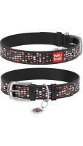 Collar WauDog Design Веселые точки с qr паспортом чорный