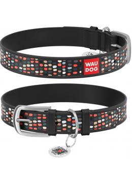 Collar WauDog Design Веселые точки с qr паспортом чорный