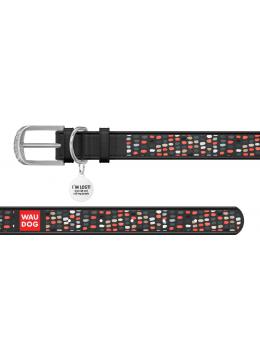 Collar WauDog Design Веселые точки с qr паспортом чорный