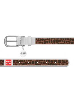 Collar WauDog Design Жираф с qr паспортом белый