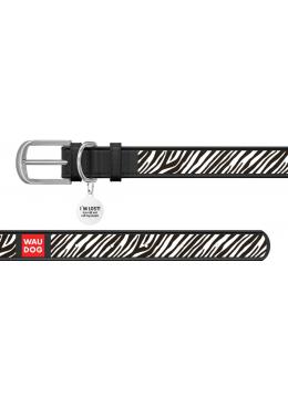 Collar WauDog Design Зебра qr паспортом чорный