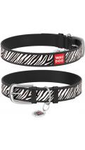 Collar WauDog Design Зебра qr паспортом чорный