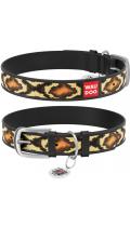 Collar WauDog Design Змея qr паспортом черный