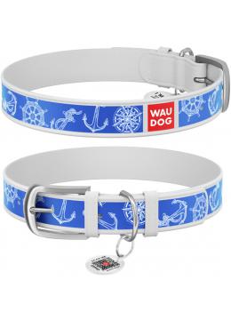 Collar WauDog Design Морская фантазия qr паспортом белый