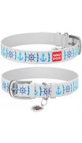 Collar WauDog Design Якоря с qr паспортом белый