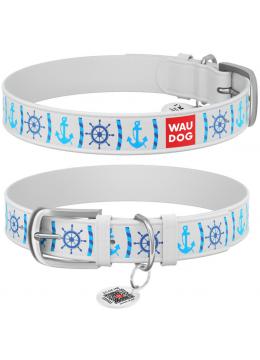 Collar WauDog Design Якоря с qr паспортом белый