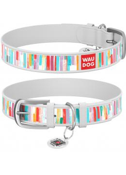 Collar WauDog Design Яркие полосы с qr паспортом белый