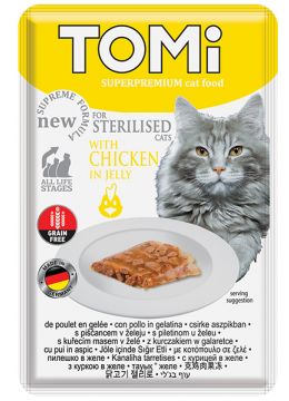 TOMi Cat Sterilised Chicken in Jelly курица в желе