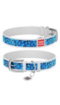 Collar WauDog Design Голубые бабочки с qr паспортом белый