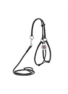 Collar WauDog Soft Шлея - поводок з qr паспортом,черная