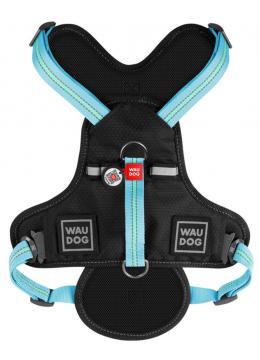 Collar Waudog Nylon Анатомичная шлея з qr паспортом голубая
