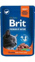 Brit Premium Cat Pouch Кусочки Лосося в соусе для стерилизованных котов
