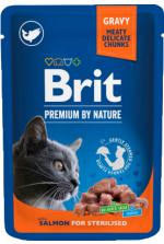 Brit Premium Cat Pouch Кусочки Лосося в соусе для стерилизованных котов