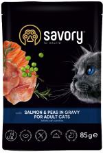 Savory Adult Cat Salmon and Peas in Gravy