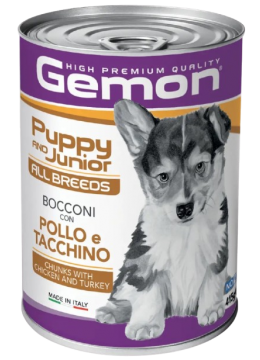 Gemon Medium Puppy and Junior кусочки с курицей и индейкой
