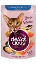 Delickcious Кусочки с лососем и мидиями в соусе