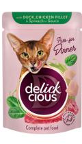 Delickcious Кусочки с уткой, куриным филе и шпинатом в соусе