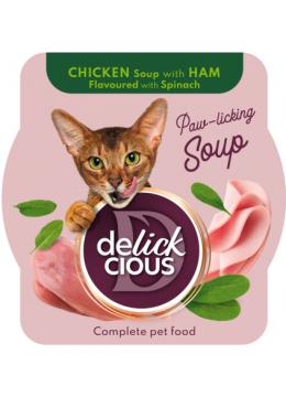 Delickcious Суп из курицы с ветчиной и добавлением шпината