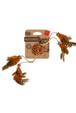 Collar Waucat Fun Natural Плетеный мячик с веревкой и перьями