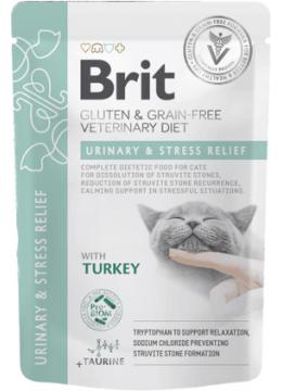Brit Veterinary Diet Cat GF Urinary & Stress Relief пауч с индейкой