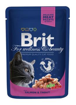 Brit Premium Pouch Лосось и форель для взрослых кошек