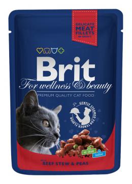 Brit Premium Pouch Рагу из говядины с горохом для взрослых кошек